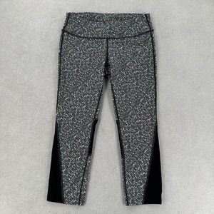 Nike Women Black White‎ 7/8 Length Leggings Mesh Panels Yoga Pants Womens Med